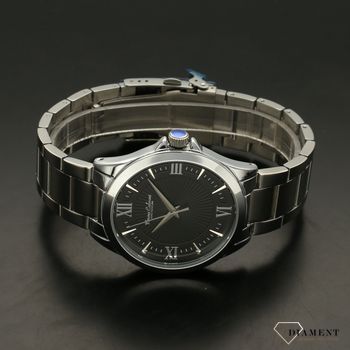 Zegarek męski BRUNO CALVANI srebrny z czarną tarczą BC9031. Zegarek męski z wyraźną czarną tarczą zegarka ze sreb Zegarek męski na stalowej bransolecie. Elegancki zegarek dla mężczyzny (4).jpg